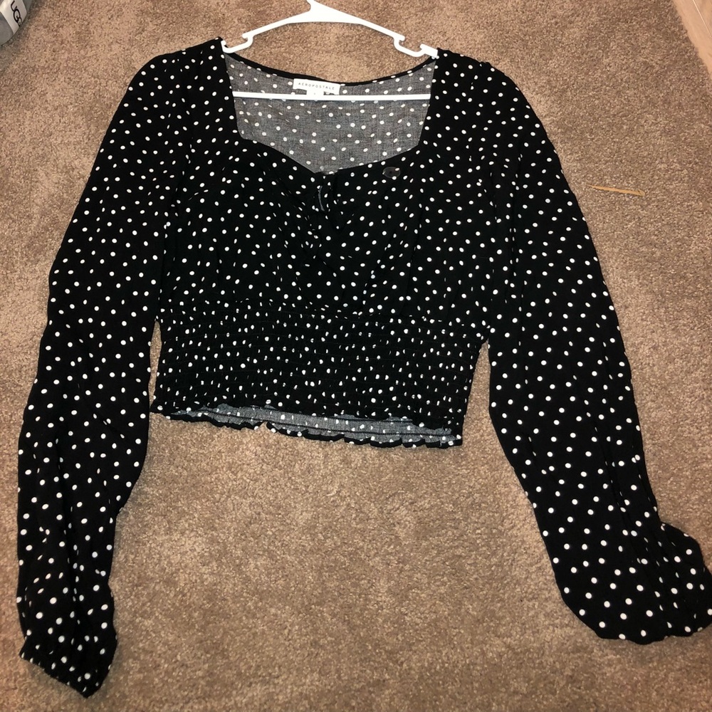 Polka Dot Crop Long Sleeve Top from Aeropostale